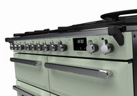 Rangemaster Estel Deluxe 110 Dual Fuel range cooker in Mint with Chrome trim