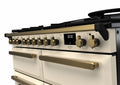 Rangemaster Estel Deluxe 110 Dual Fuel range cooker in Pale Cream with Antique Brass trim