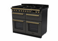 Rangemaster Estel Deluxe 110 Dual Fuel range cooker in Slate with Antique Brass trim