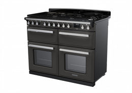 Rangemaster Estel Deluxe 110cm Dual Fuel Range Cooker - Slate with Chrome Trim | ESDLB110DFPSLT/CM1