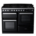 Rangemaster Estel Deluxe 110 Dual Fuel range cooker in Gloss Black with Chrome trim
