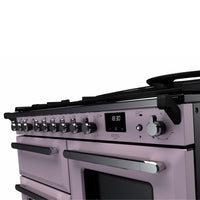 Rangemaster Estel Deluxe 110 Dual Fuel range cooker in Heather with Chrome trim