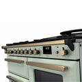 Rangemaster Estel Deluxe 110 Dual Fuel range cooker in Mint with Antique Brass trim