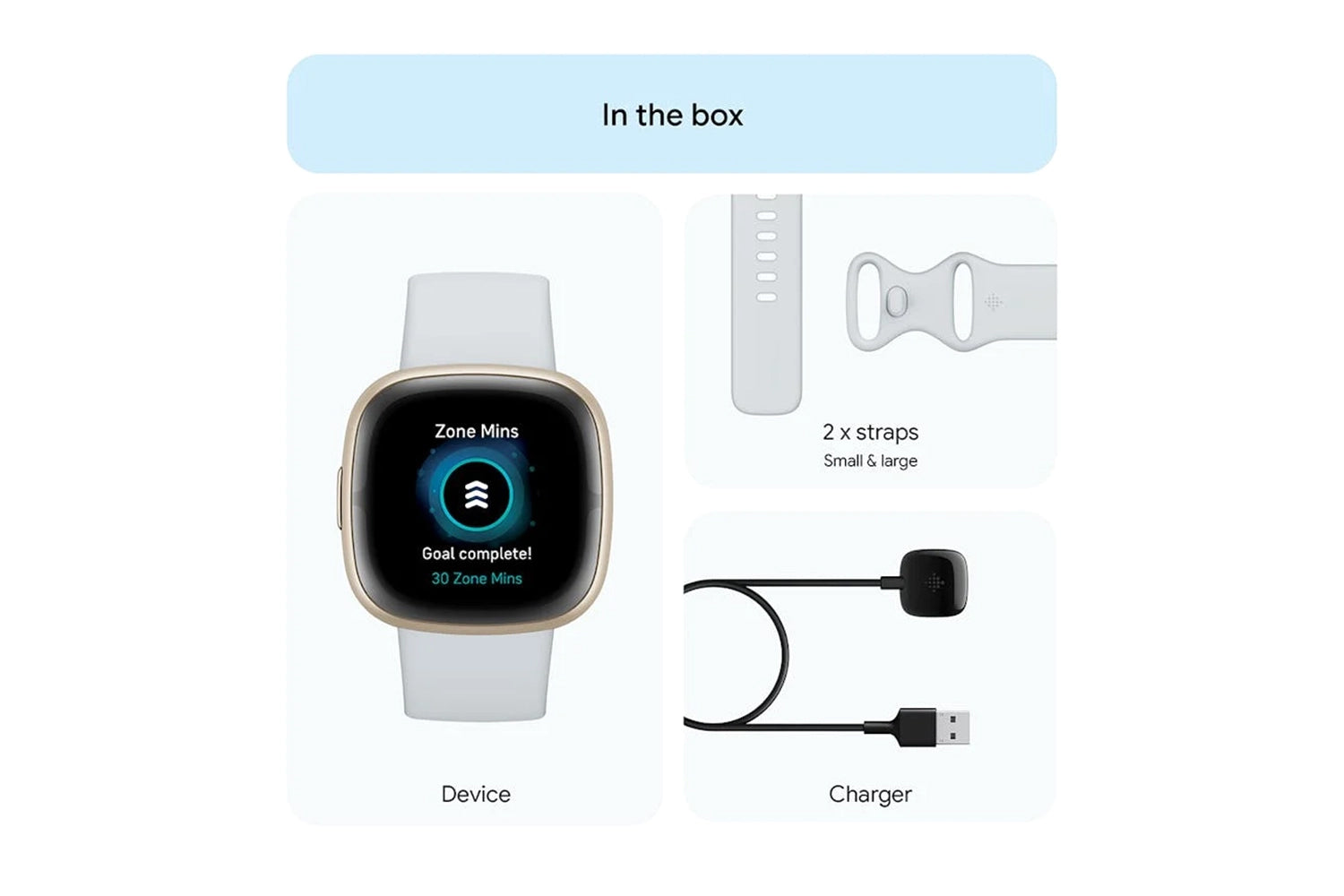 Fitbit Sense 2 - Advanced Health Smartwatch with cEDA Stress Sensor & GPS - Blue Mist/Soft Gold | 79-FB521GLBM