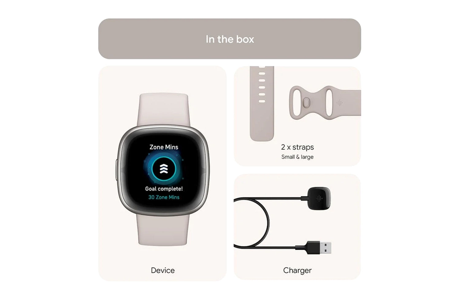 Fitbit Sense 2 - Advanced Health Smartwatch with cEDA Stress Sensor & GPS - Lunar White/Platinum | 79-FB521SRWT