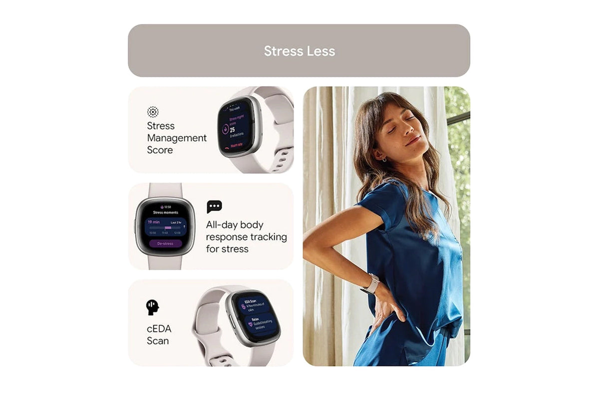 Fitbit Sense 2 Smartwatch - Lunar White/Platinum | 79-FB521SRWT