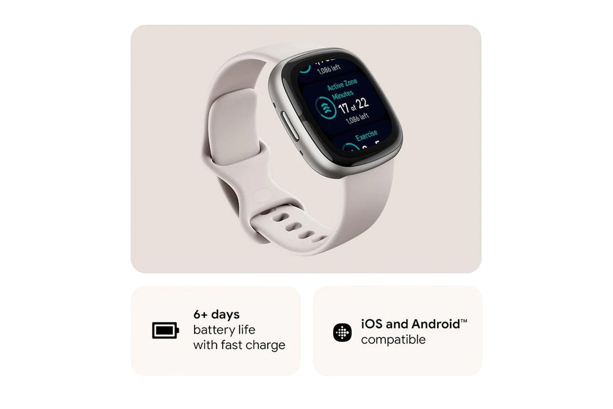 Fitbit Sense 2 Smartwatch - Lunar White/Platinum | 79-FB521SRWT