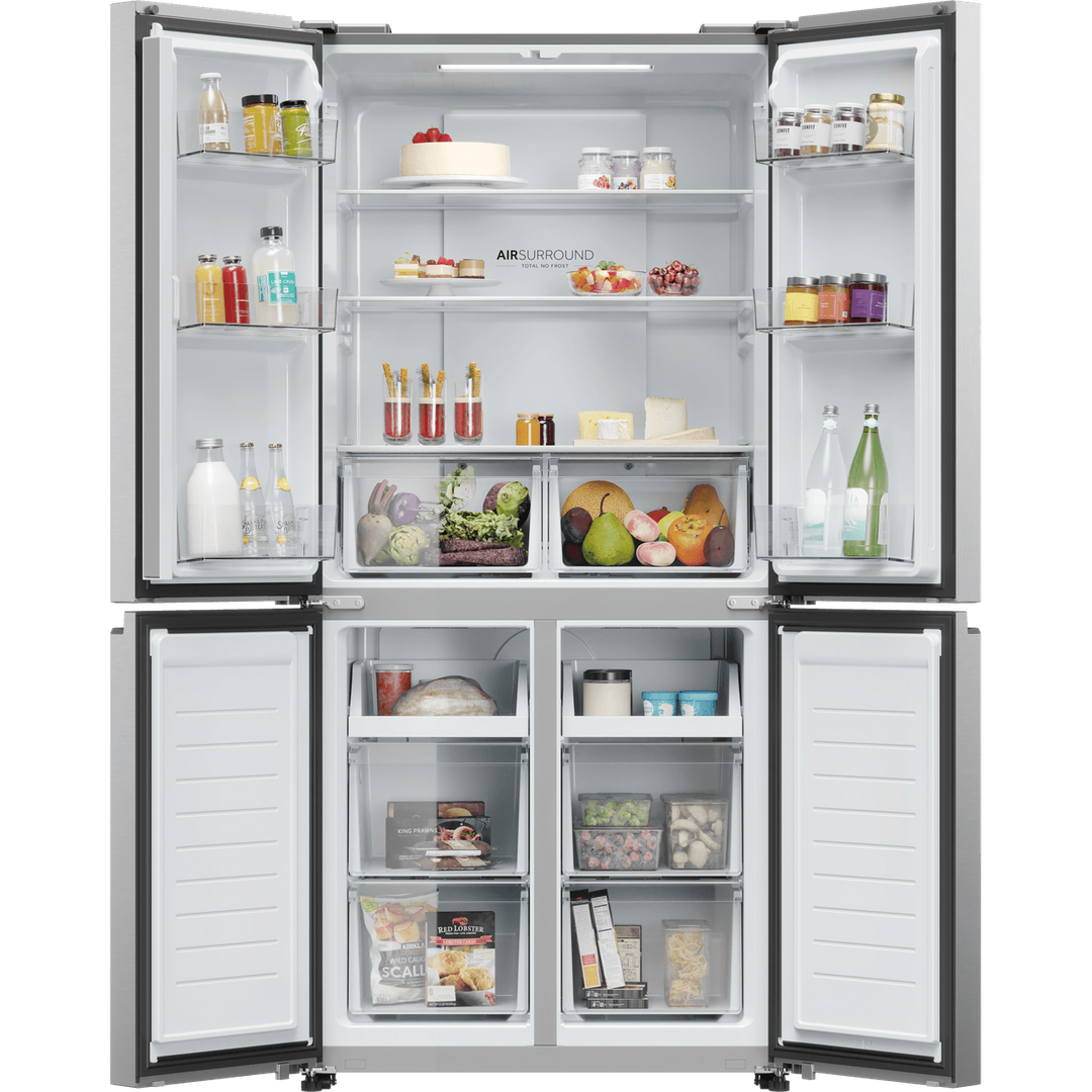 Haier Cube 83 Series American Fridge Freezer – Silver | HCR3818ENMG Haier Fridge Freezer Euronics Ireland