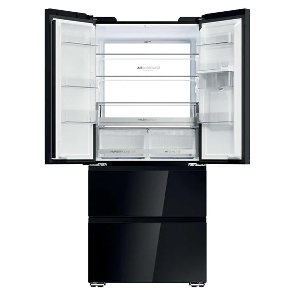 Haier FD 83 Series 7 466L French Door Fridge Freezer with Water Dispenser - Black - product view