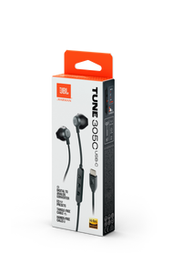 JBL Tune 305C Wired USB-C Earbuds Black product image