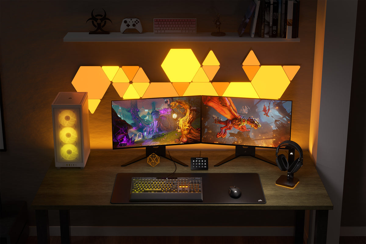 Corsair HS80 Max Wireless Gaming Headset - Steel Grey - gaming desk setup