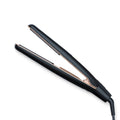 Beurer HS 100 Hair Straightener open, black plates with rose gold trim