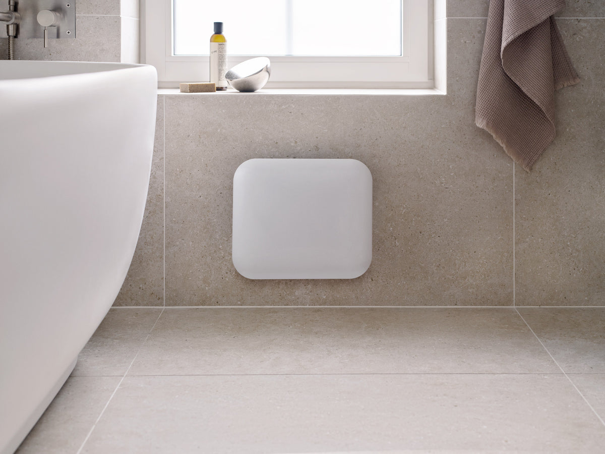 Mill Invisible 250W Panel Heater - White - wall-mounted in a bathroom