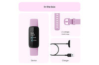 Fitbit Inspire 3 - Health & Fitness Tracker with 10-Day Battery & AMOLED Display - Black/Lilac Bliss | 79-FB424BKLV