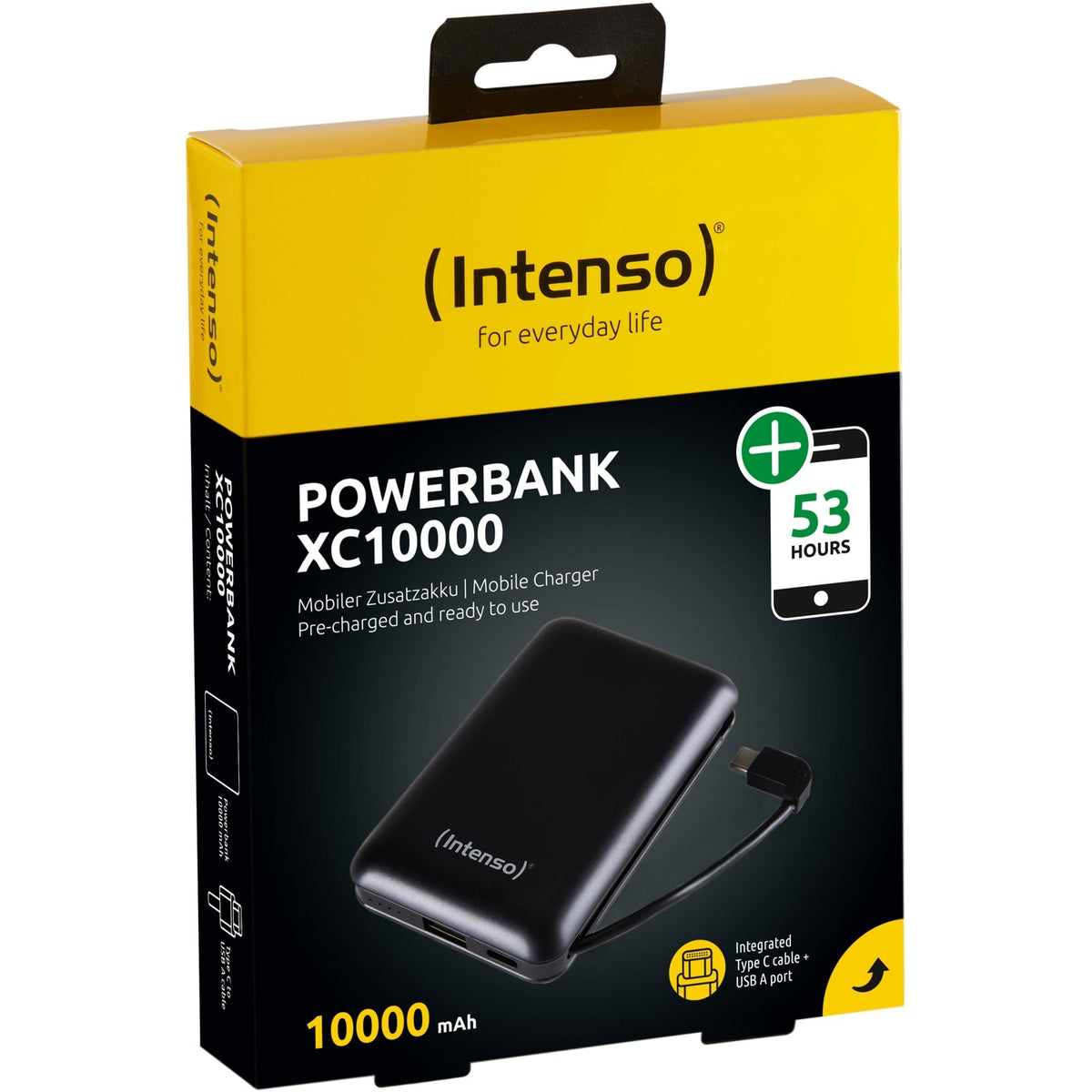 Intenso XC10000 10000mAh Power Bank with Built-in USB-C Cable - Black - view 7