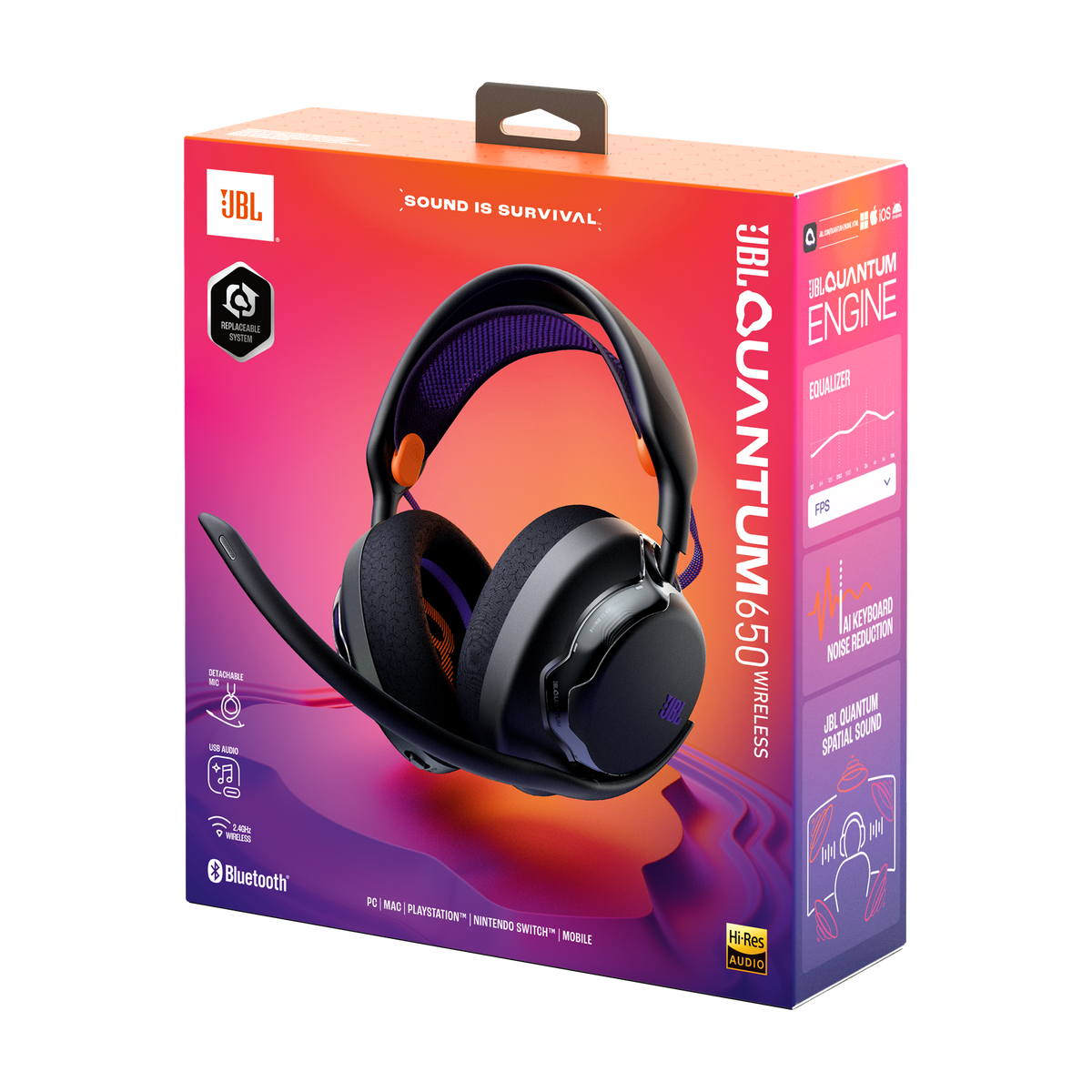 JBL Quantum 650 Wireless Over-Ear Gaming Headphones Black product image