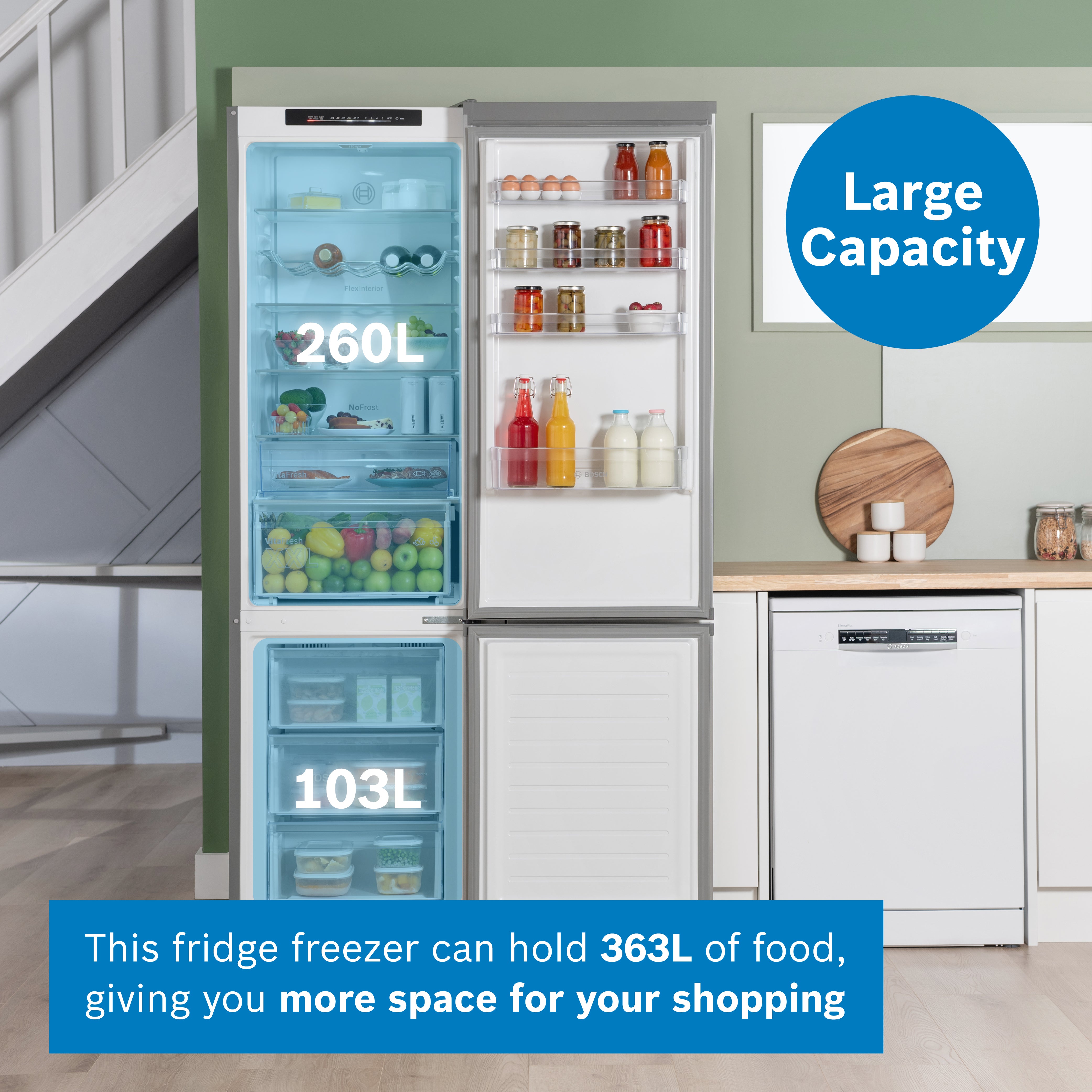 Bosch Series 4 363L 60cm Frost Free Fridge Freezer | KGN392LDFG