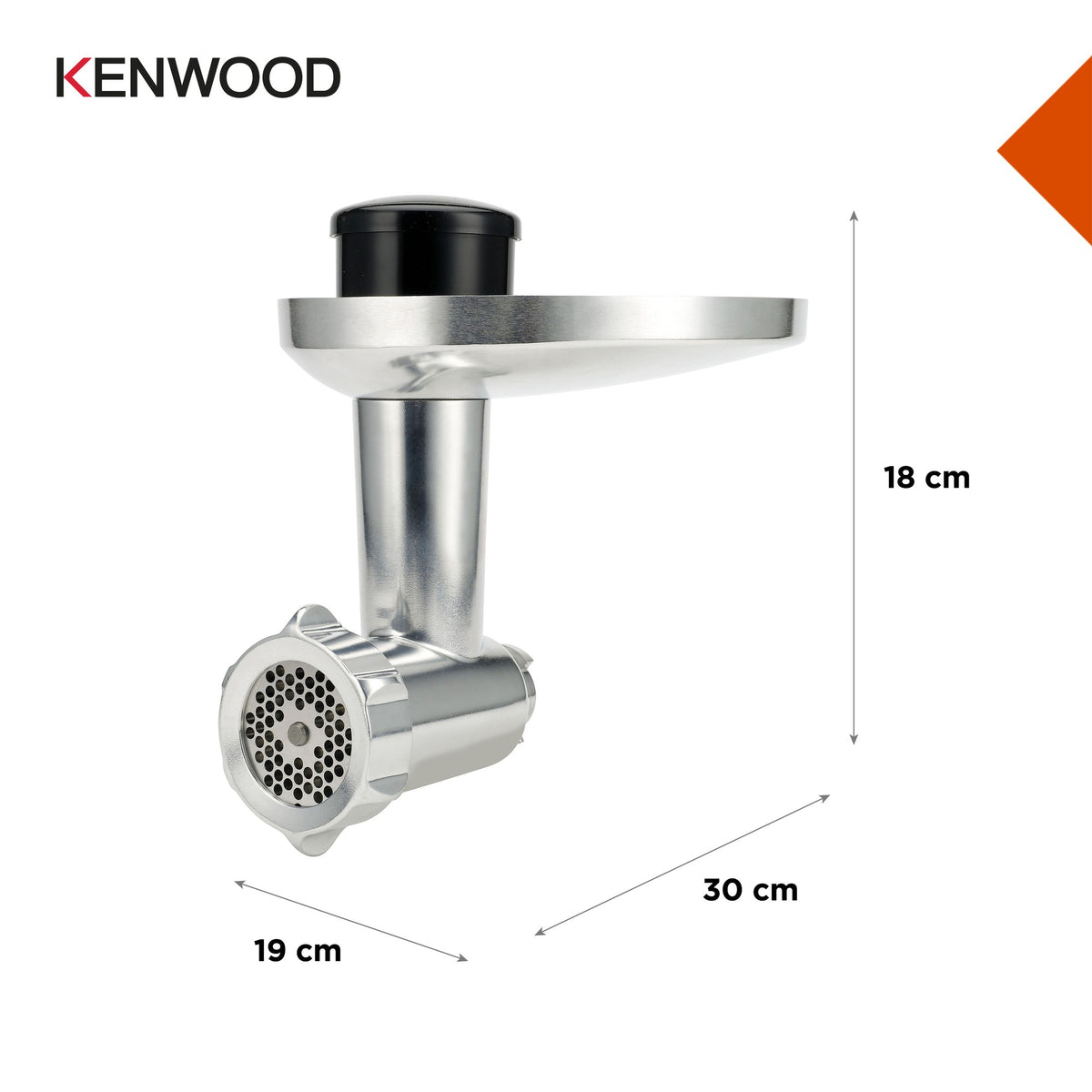 Kenwood Chef Food Mincer Attachment - Silver - dimensions