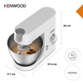 Kenwood Kitchen Chef Machine - White - dimensions, 1000W motor and 44-cupcake bowl capacity
