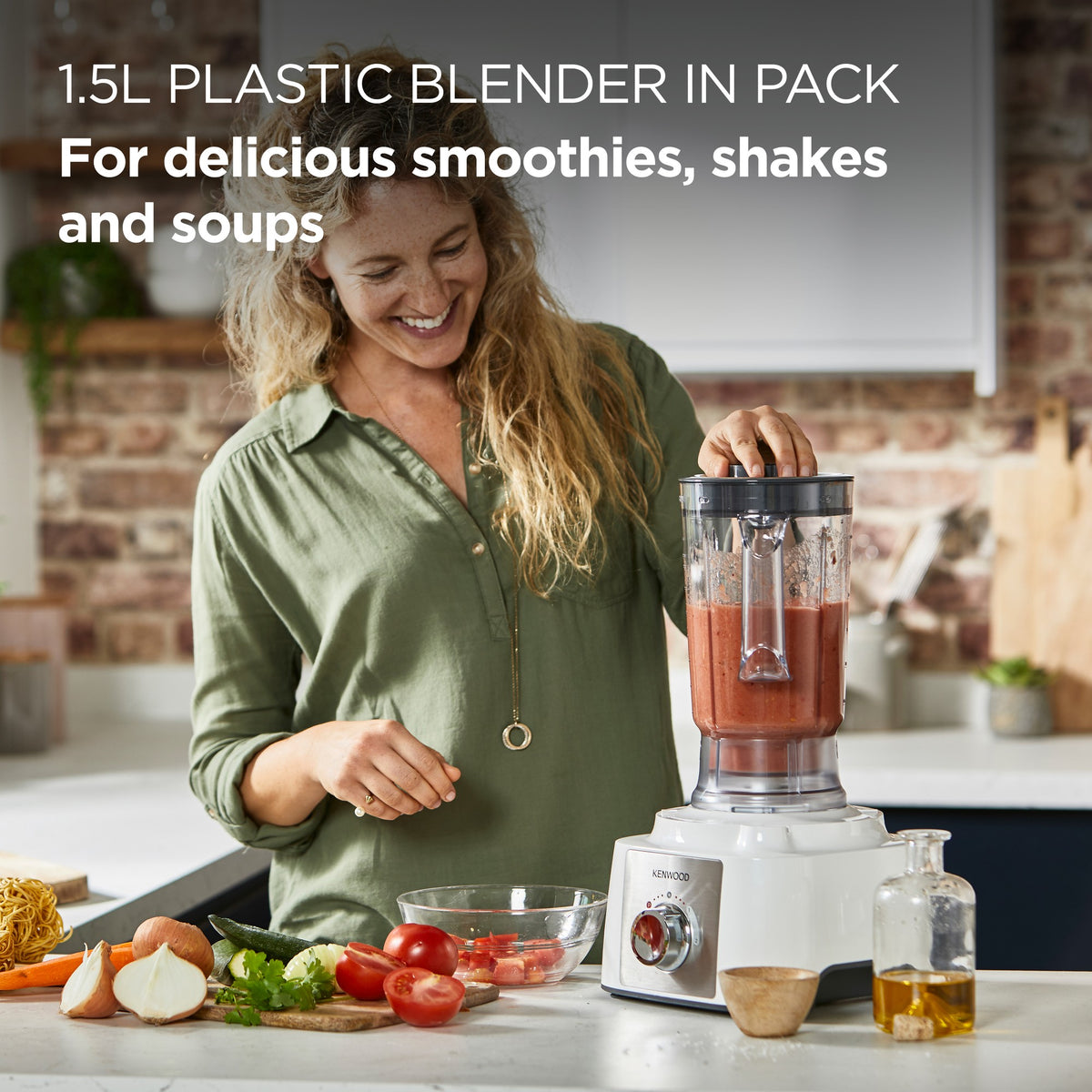 Kenwood Multipro Express Food Processor - White - 1.5L plastic blender for smoothies and soups