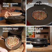 Kenwood My Pizzeria Pizza Oven - Black - 30cm stone, ClearView window and steel peels