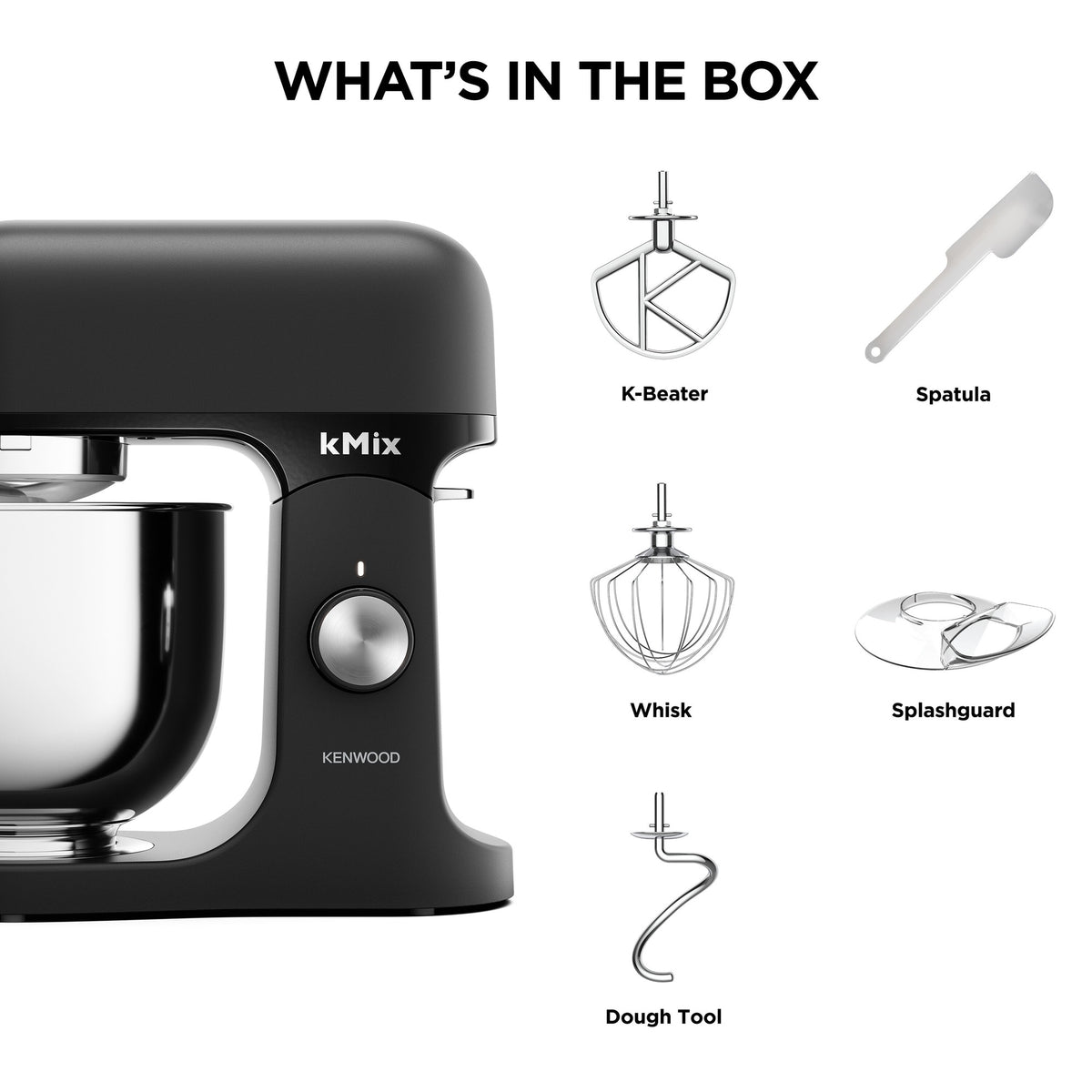 Kenwood kMix 5L Stand Mixer - Black - what is in the box