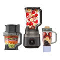 Ninja CrushBOSS 3-in-1 Kitchen System with Food Processor & Tumbler in Onyx — food processor, blender jug and tumbler, front view