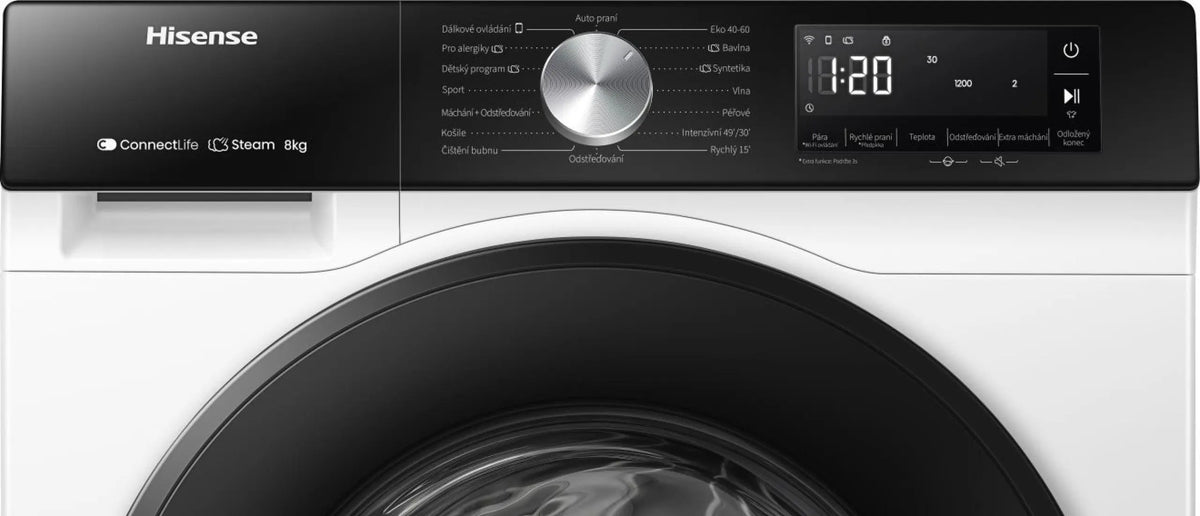 Hisense 3S Series 8kg 1400rpm Washing Machine - White - control panel and display