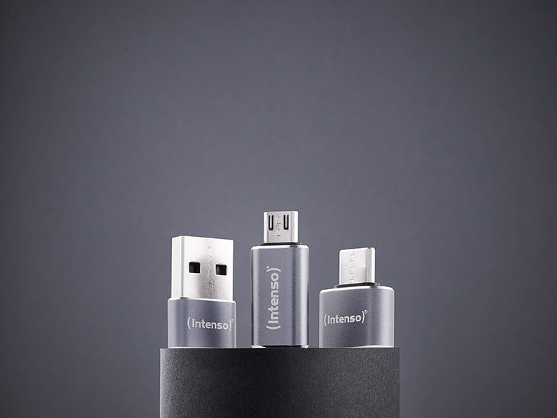 Intenso MIX480 USB Adapter Set, USB-C, USB-A & microUSB, 3 Pack - Grey - view 3