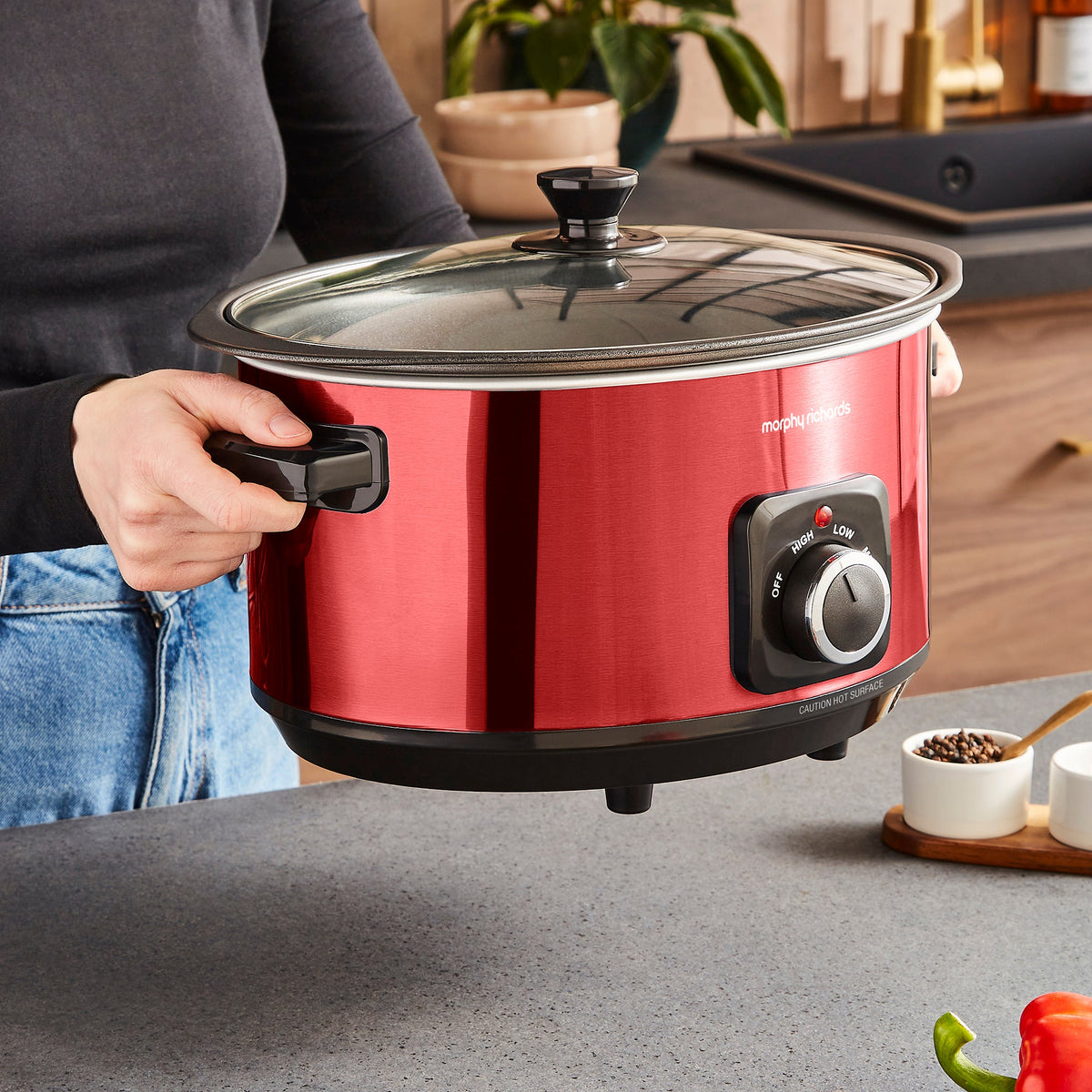 Morphy Richards Slow Cooker Accents Sear & Stew 6.5L Red product image