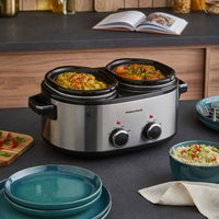 Morphy Richards Slow Cooker DuoServe 3.8L Brushed Stainless Steel product image