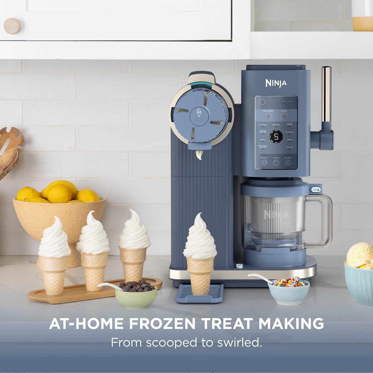 Ninja CREAMi Scoop & Swirl Soft Serve Maker - Navy - at-home frozen treat making
