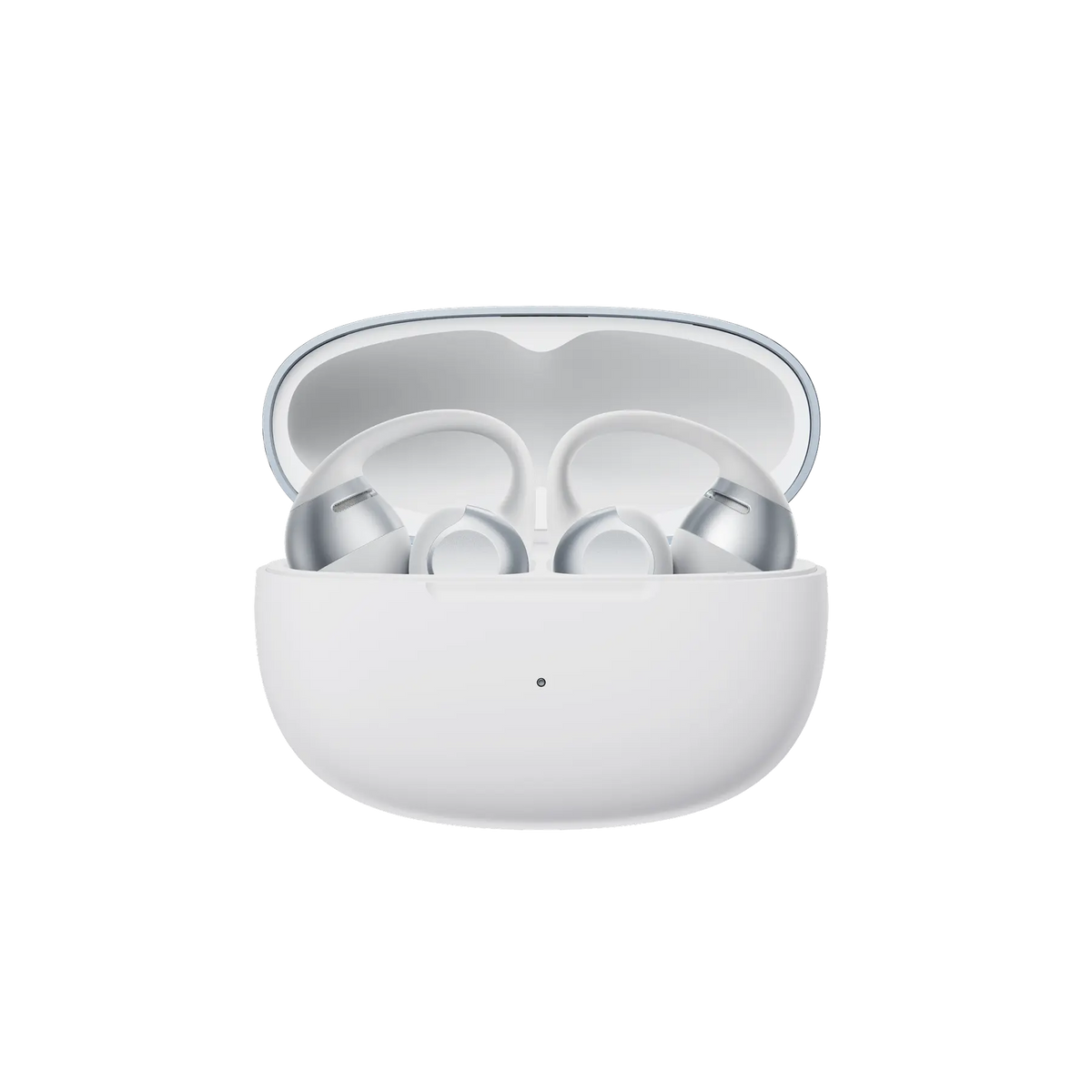 Shokz OpenDots 2 Open-Ear Clip-On Earbuds - Grey - charging case open