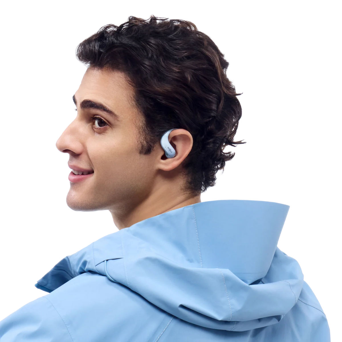 Shokz OpenFit Air 2 Open-Ear Earbuds - White - worn on the ear