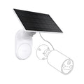 Tapo A201 camera solar panel with mounting bracket and charging cable, dashed-line camera outline for install context