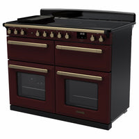 Rangemaster Estel Deluxe 110 Induction range cooker in Bordeaux with Antique Brass trim