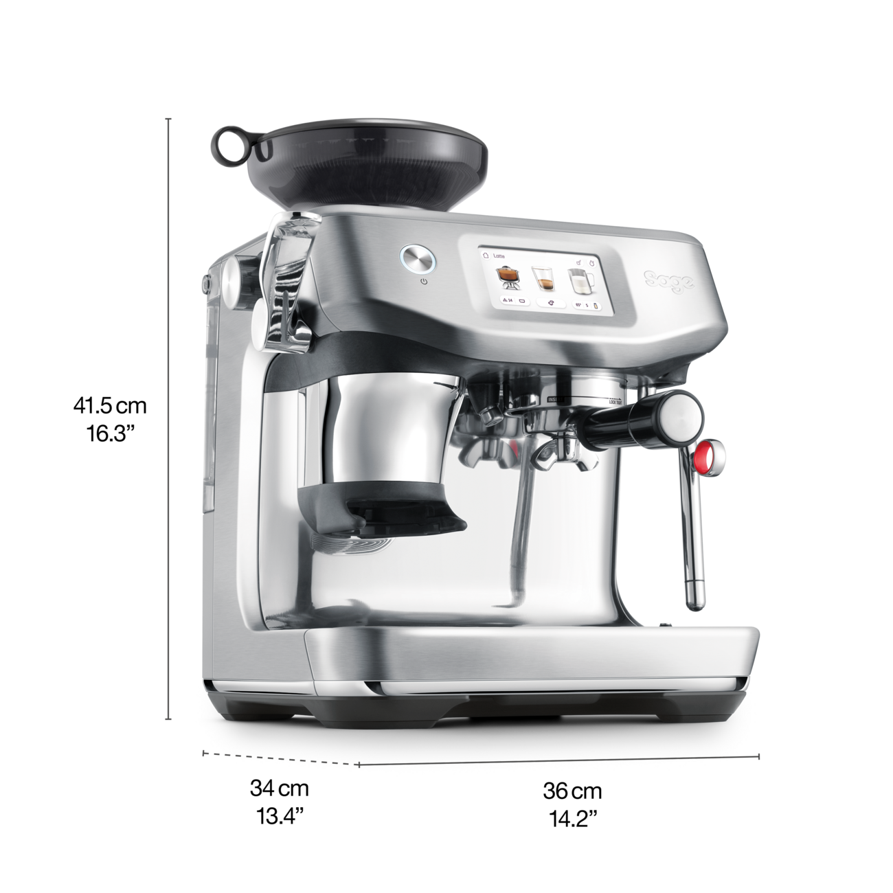 Sage Barista Touch Impress Bean-to-Cup Coffee Machine – Cold Extraction - Brushed Stainless Steel | SES882BSS4GUK1