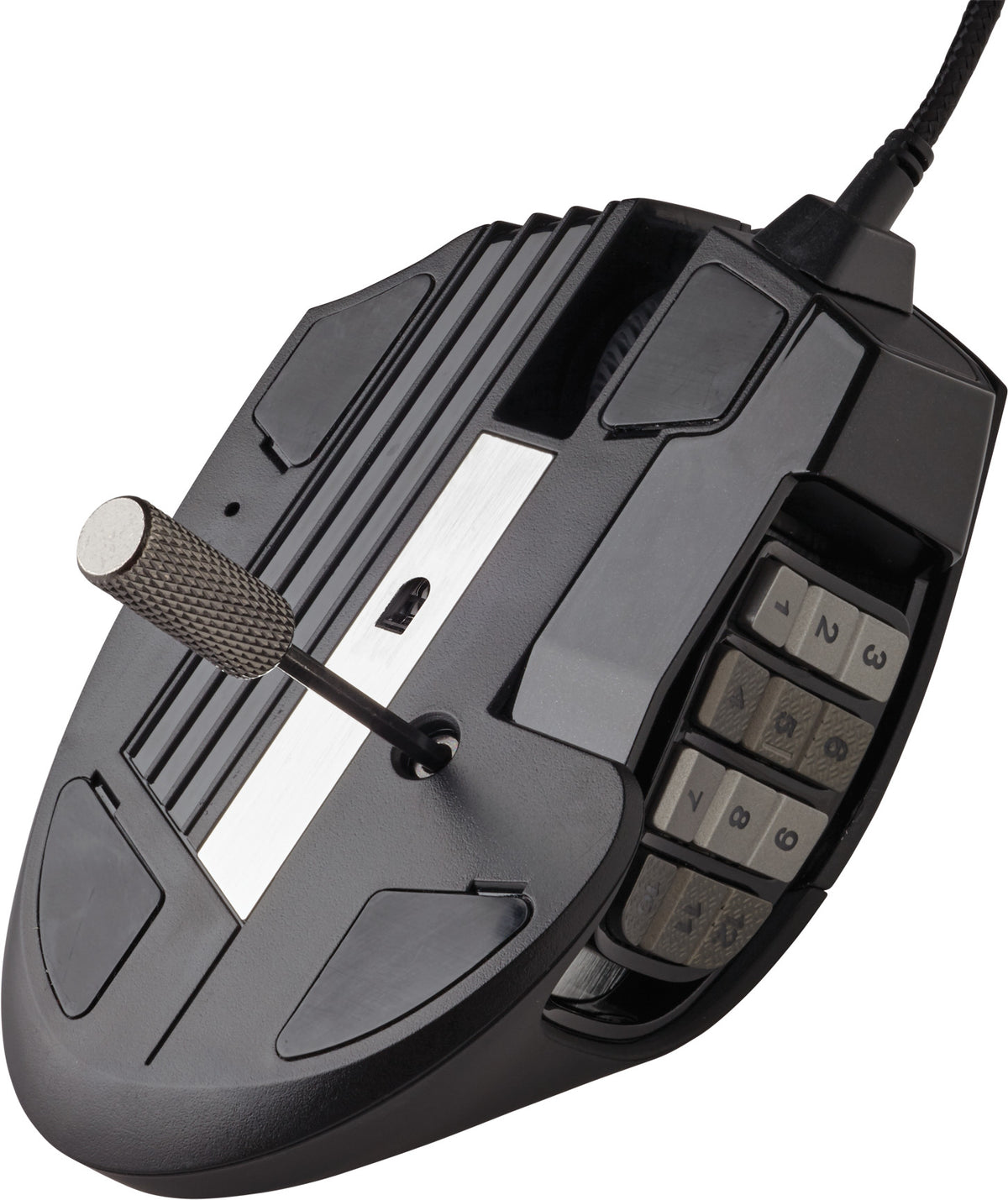 Corsair Scimitar RGB Elite Wired MOBA/MMO Gaming Mouse - Black - underside with Key Slider lock