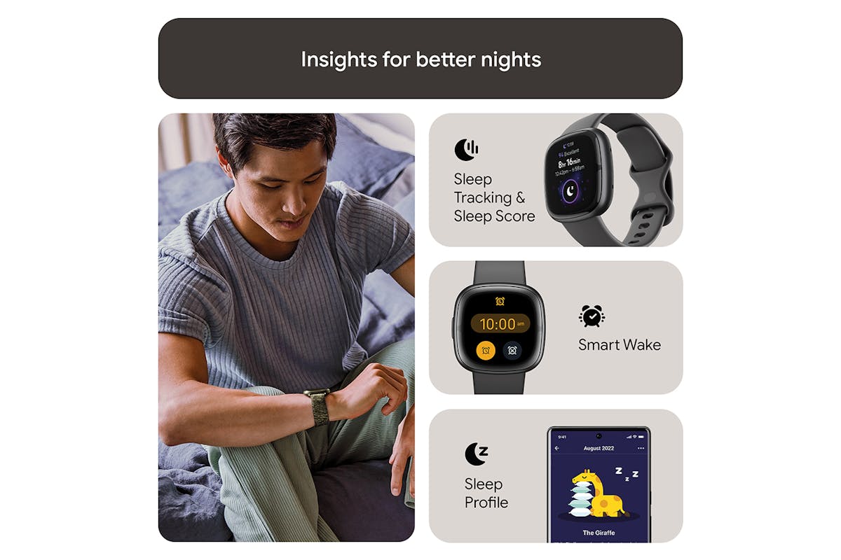 Fitbit Sense 2 - Advanced Health Smartwatch with cEDA Stress Sensor & GPS - Shadow Grey/Graphite | 79-FB521BKGB