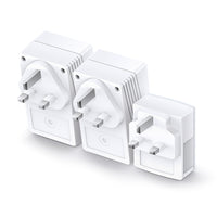 TP-Link TL-WPA4220 TKIT AV600 Powerline Wi-Fi Booster 2 LAN, 3 units — back/plug view, three units