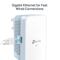 TP-Link TL-WPA7517 KIT AV1000 Gigabit Powerline ac Wi-Fi Kit — single-unit detail view with Ethernet cable