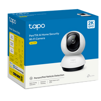 Tapo C220 pan and tilt AI home security Wi-Fi camera retail packaging box, 2K QHD