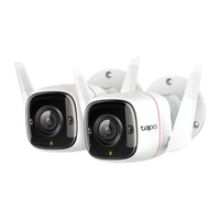 Tapo C310P2 outdoor security Wi-Fi camera, 2-pack, front-facing view of both units