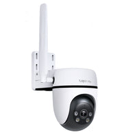 Tapo C501GW 4G LTE pan and tilt camera, angled view showing antenna and wall mount