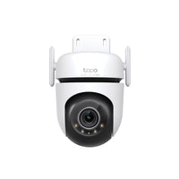 Tapo C520WS outdoor pan and tilt security Wi-Fi camera, front view showing dual antennas and 2K QHD badge