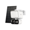 TC50 KIT solar-powered floodlight pan and tilt security camera and panel, front angled view