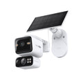 TC93D KIT dual-lens security camera with solar panel, front angled view
