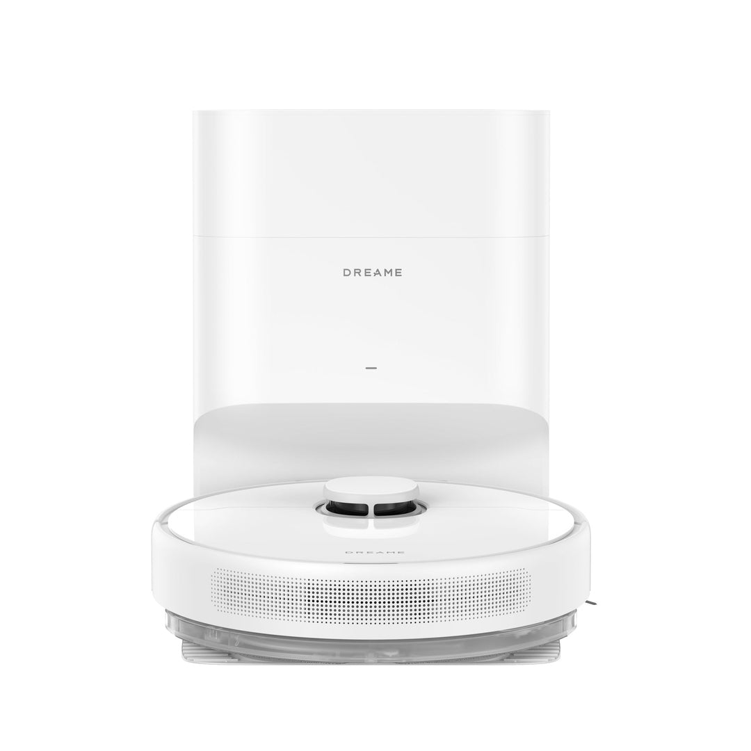 Dreame D10 Plus Gen 2 RLD32GD robot vacuum docked in its station, close view