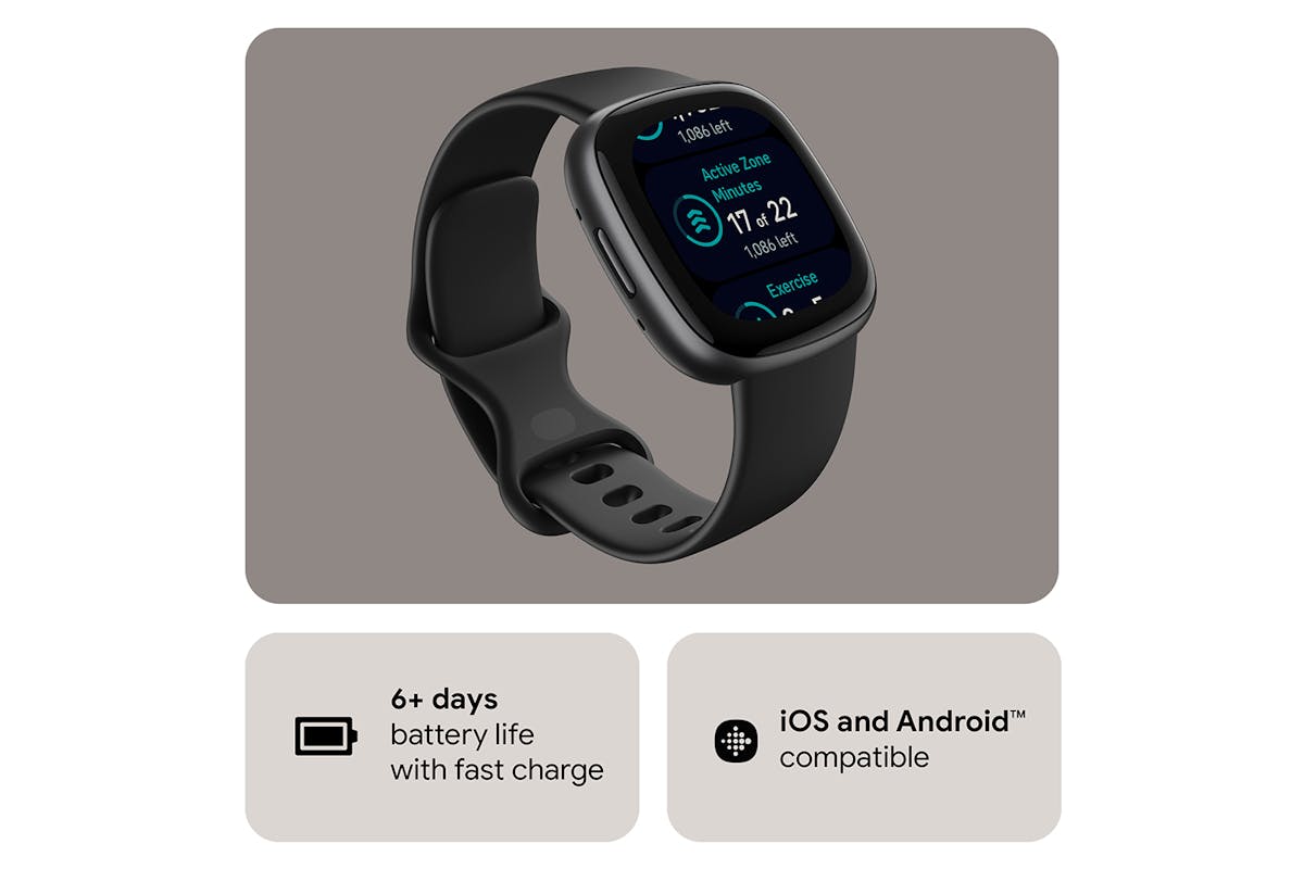 Fitbit Versa 4 - Fitness Smartwatch with GPS, NFC Payments & 40+ Exercise Modes - Black/Graphite | 79-FB523BKBK