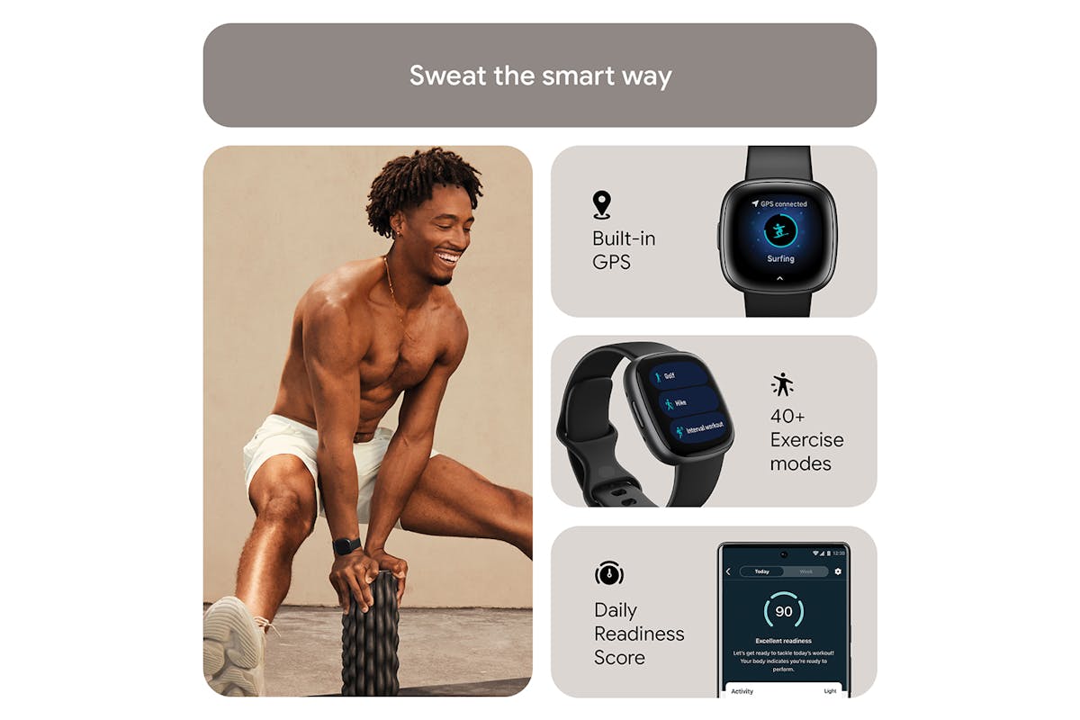 Fitbit Versa 4 - Fitness Smartwatch with GPS, NFC Payments & 40+ Exercise Modes - Black/Graphite | 79-FB523BKBK